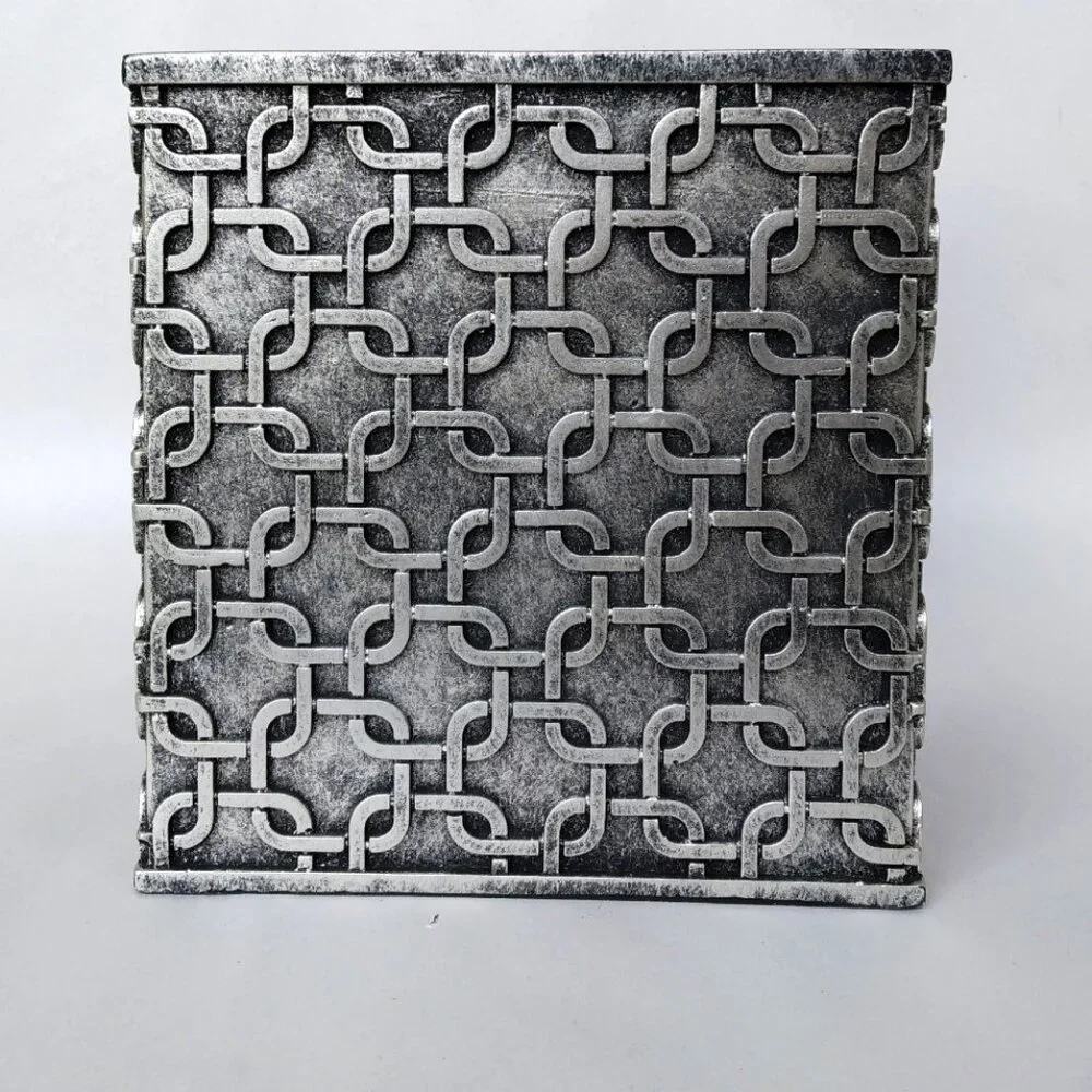 Raymond Waites Resin Chain Link Style Antique Silver Tissue Box Cover Holder